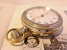 Pocket Watch Waltham Railway Type 1903 Antique 17J Big Silver Nickel Case Fwo