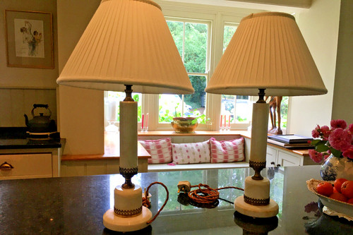 Pair marble table lamps - marble,
