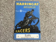 * HARRINGAY v WEMBLEY 9/4/54 speedway programme, Ron How wedding pic