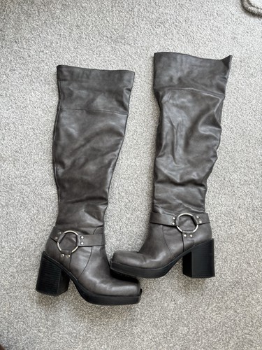 Grey block heeled platform - grey,