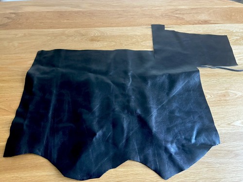 Black leather cowhide - black,