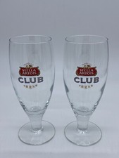 Pair Vintage Stella Artois CLUB 0.25L Beer Glass Tulip Challis Ladies