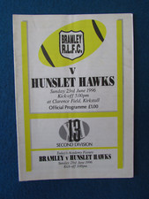 Bramley v Hunslet Hawks Rugby League Programme 23/6/96