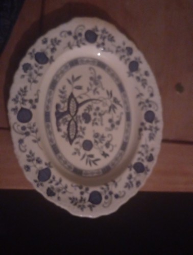 Oval serving platter blue - 2,