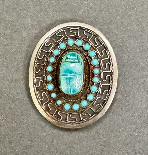 Egyptian revival scarab brooch - scarab,