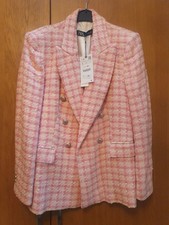 Zara Boucle Pink Jacket Size