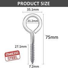 10x HEAVY DUTY STAINLESS STEEL SCREW IN EYE HOOKS MARINE 20mm - 150mm BOAT EYES