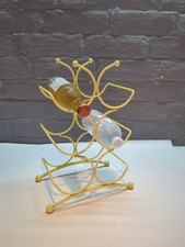 Retro Wine Rack. Atomic Style Fits 6 Bottles. Vintage Man Cave Home Bar Yellow