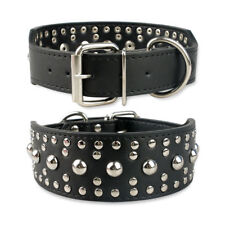 Dog Collar Studded 5 cm Wide Rivet Leather Pet Large German Shepherd Pitbull UK