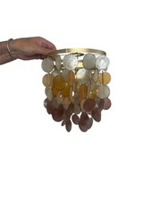 Capiz 3 Tier Shell Brass Pendant Light Shade Waterfall Chandelier White Amber