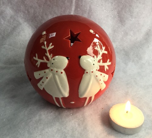 Red reindeer ball tea light - reindeer,