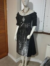 Rare Frank Usher vintage evening dress Silver Black Size S  8/10