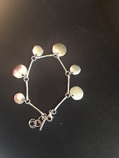 Women VP Van Peterson Sterling Silver River Stone Disc & Bone Bracelet