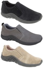 Mens Wide Fitting Shoes Black / Taupe Leather Suede Slip On Comfort  3 - 14