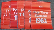 CHOICE OF 9 X THE SUN PAGE 3 MODELS CALENDARS 1980, 81, 82, 83,84,85, 86, 87, 88