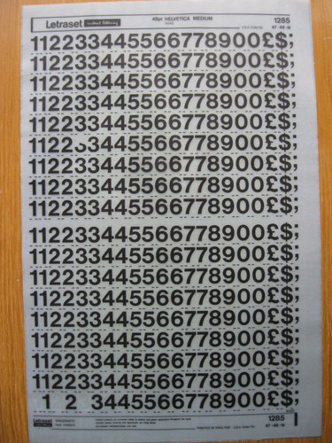 Letraset numbers helvetica - letraset,