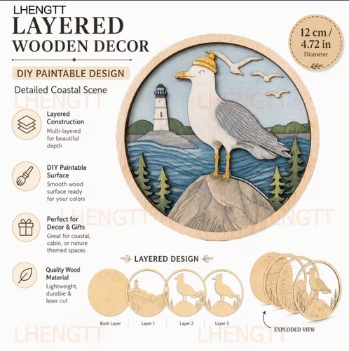 Seagull layered wooden - layered, decor
