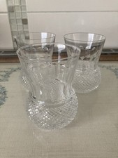 Trio Of Plain Crystal Glass Thistle Tumblers