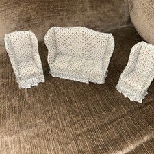 doll house furniture floral cottage sofa/armchair  x2 1.12th 3 piece suit