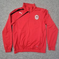 Cardiff City Puma Mens Football Jacket 1/4 Zip Pullover Training Red Home Large