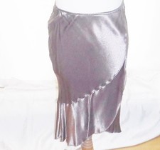 VINTAGE RIVER ISLAND SKIRT ASYMETRIC LONGER AT THE BACK 14 TAWNY MOCHA SATIN COB