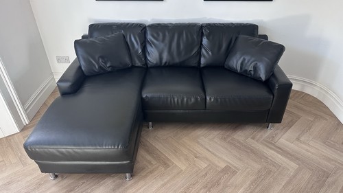 Seater black leather - black,