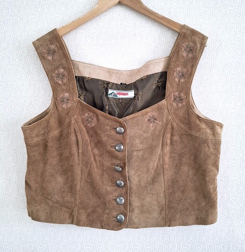 Brown vintage suede waistcoat - suede,