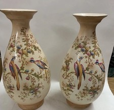 Pair Vintage Crown Ducal “ Bird Of Paradise “ Large Vase
