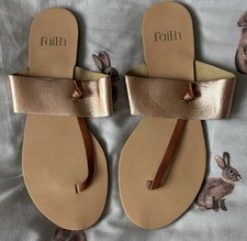 Faith Light Gold Toe Thong Sandals - Size 5