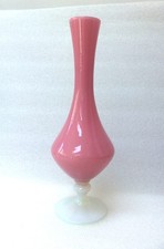 VINTAGE  MURANO  VENETIAN  PINK  OPALINE  ART  GLASS  BOWL  VASE