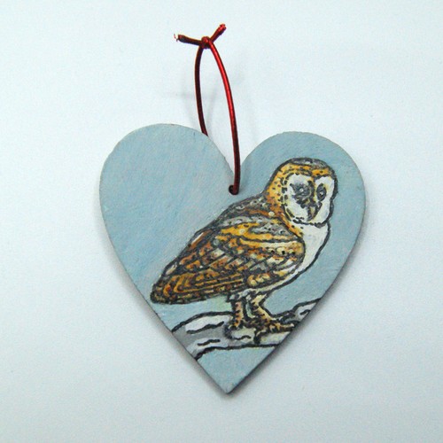Barn owl illustrated wooden - barn,