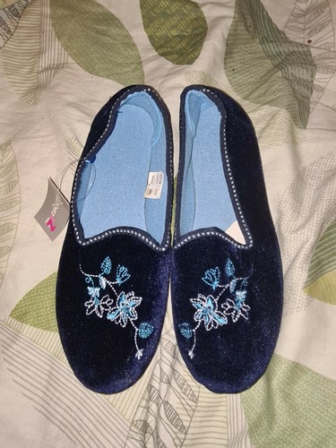 Navy velvet floral embroidered - navy,