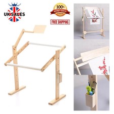 Cross Stitch Frame Tabletop Floor Stand Wooden Embroidery Tapestry Hoops Adjust