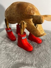 Pig in Hunter Wellies -carved