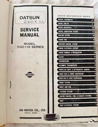 Datsun 240k service manual - gl,