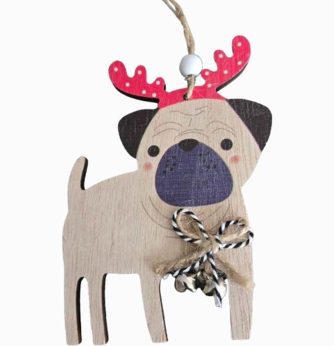 Festive pug dog hanging - pug,