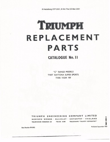 Triumph parts manual - triumph, book