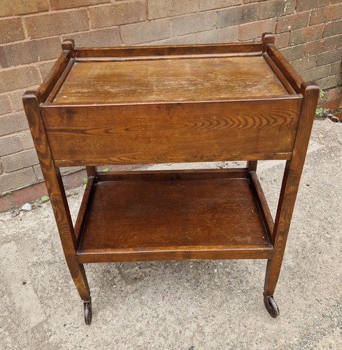 Vintage oak tier tea trolley - vintage,