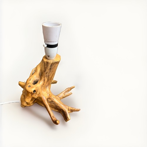 Natural teal root wood lamp - natural,