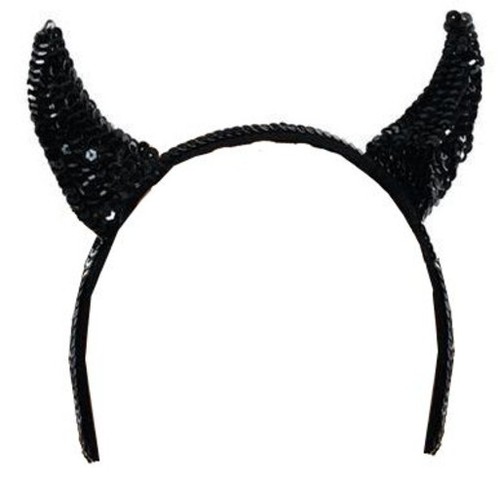 Black sequin devil horns - black,