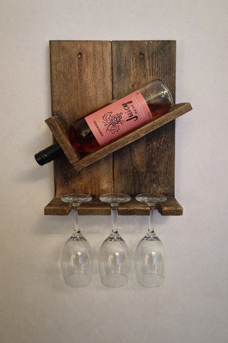 Rustic wooden wall wine rack - wall,