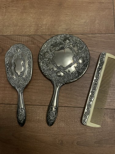 Piece silver plated vanity - piece,