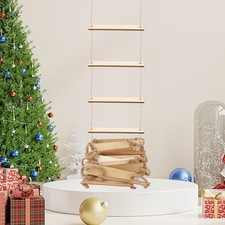 Climbing Santa Ladder Wooden Rope Hanging Decoration Mini Ladder 1M DIY Craft UK