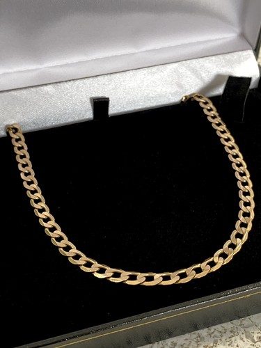 9ct gold heavy curb chain - heavy, 20"