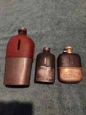 VINTAGE HIP FLASKS  X3 JAMES DIXON  RARE