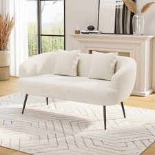 2 Seater Teddy White Sofa