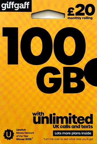 100gb giffgaff sim card - 100gb,