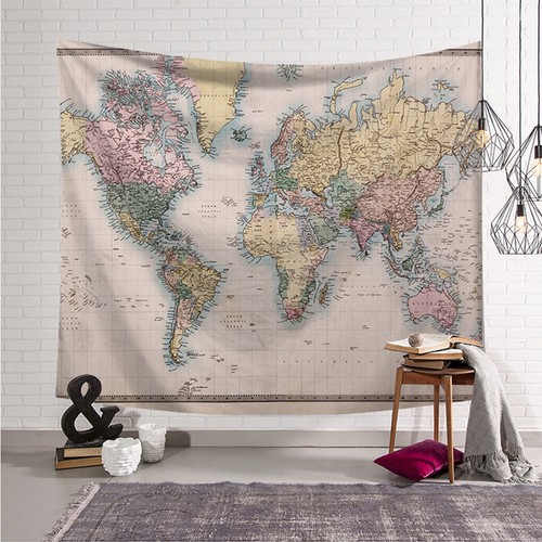 Polyester map tapestry bedroom - map,