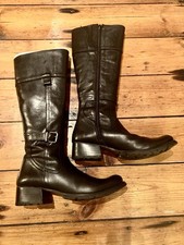 Destroy Women’s Black Leather Knee High Vintage Boot Size UK 3 EUR 36