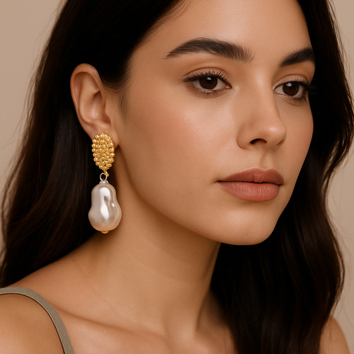 Baroque pearl drop earrings - baroque,